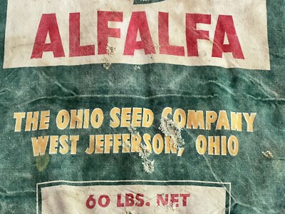 VINTAGE GOLDEN HARVEST DU PUITS ALFALFA SEED CLOTH BAG WEST