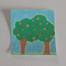 3x3 Inch Acrylic Painting Watercolor Paper Original Art Title Orange Trees A1