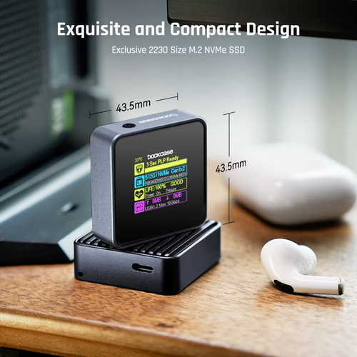 M.2 2230 NVMe SSD Enclosure, Support 3s PLP Prevents Write Data Loss, USB 3.2 - Afbeelding 4 van 7