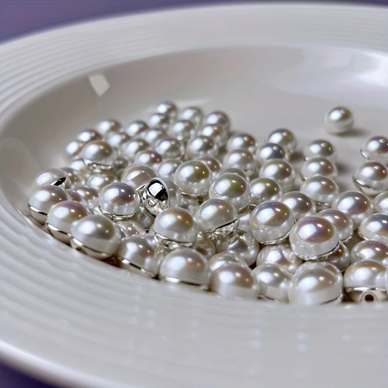 20pcs Round White Faux Pearl Buttons for DIY Cloth Craft Sewing Accessories 10mm - Image 3 of 4