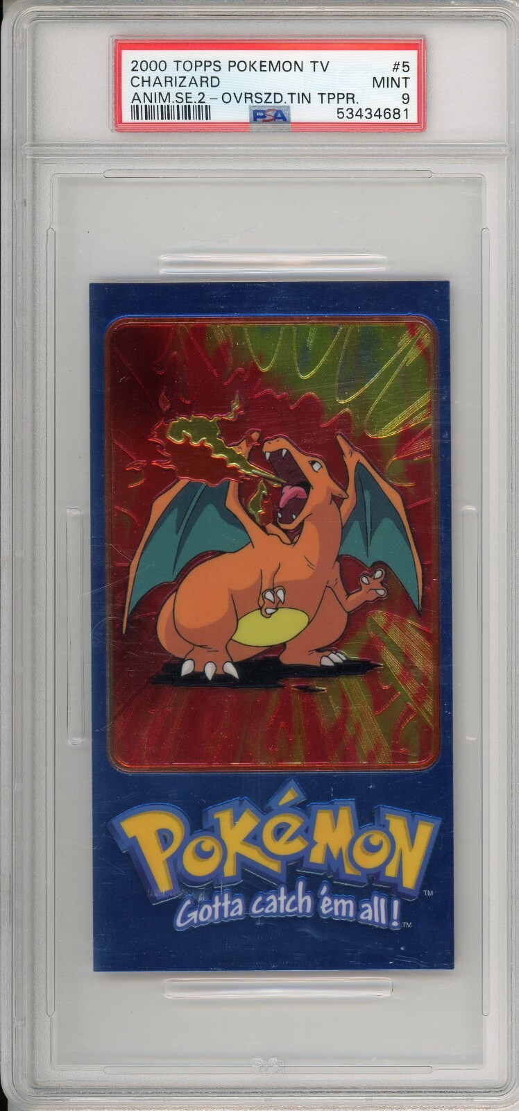 2000 Topps Pokemon TV Edition Jumbo Oversized Tin Topper Charizard PSA 9 MINT