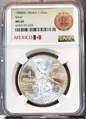 1984 MEXICO SILVER LIBERTAD 1 ONZA NGC MS 66 GEM BU BEAUTY