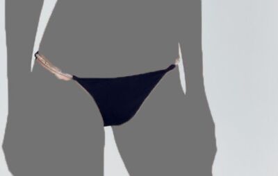 $100 Moeva Women's Black Heloise Embellished Low-Rise Bikini Bottoms Size M