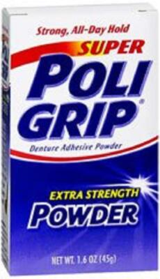 Extra Strength Super Poligrip Adhesive Powder Zinc Free Strong Hold 2.4oz