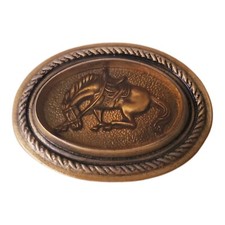 Vintage Horse Metal Belt Buckle Nice Rodeo Under Very Thick Resin