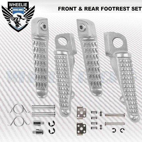 Silver Footrest & Pillion Peg Set – Front + Rear, Left + Right For Kawasaki Ninja ZX Models