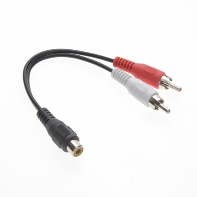 RCA Female Jack to Dual Male Stereo L/R Plugs Y Splitter Audio Cable Adapter 6''