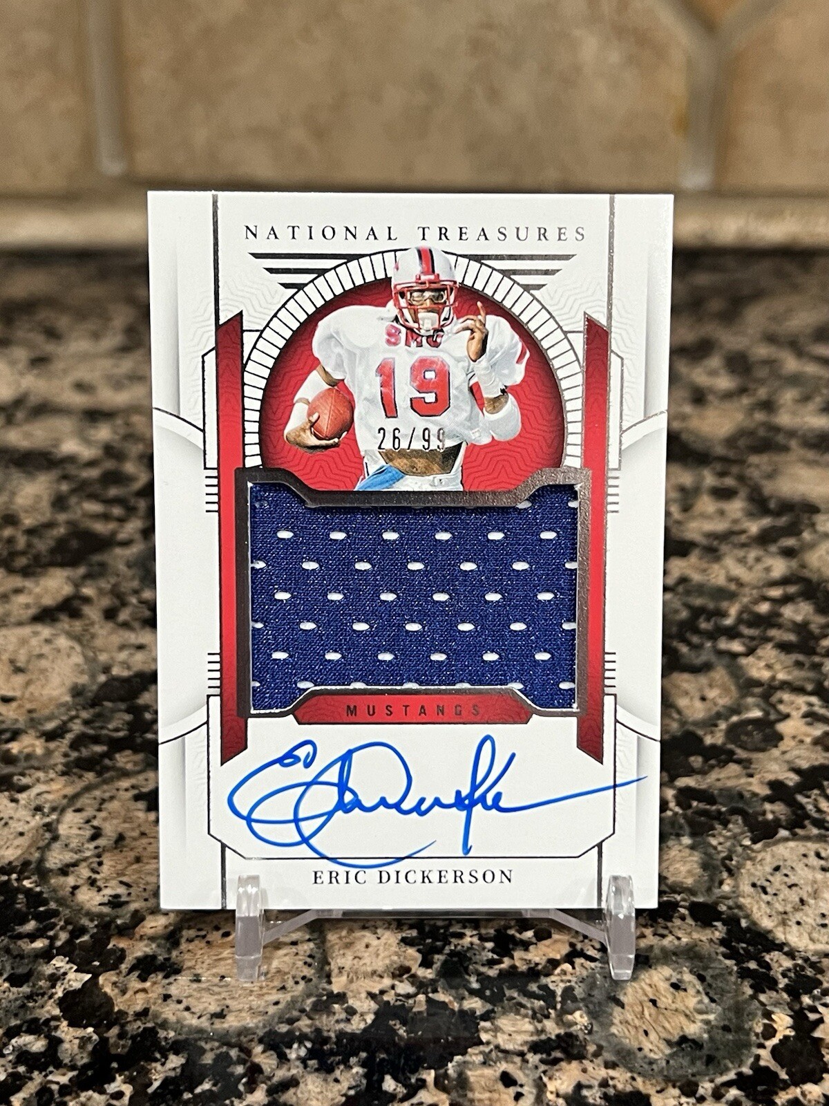 2024 National Treasures Collegiate ERIC DICKERSON JERSEY-PATCH AUTO /99  SMU