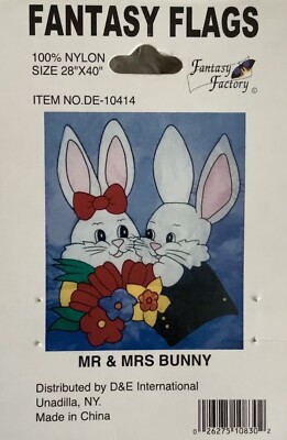 Mr & Mrs BUNNY Decorative EASTER Banner House Garden Flag 28x40 100% Nylon