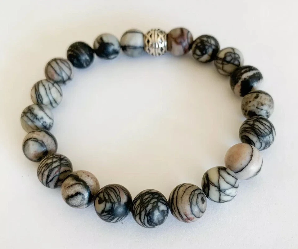 Pulsera de cuentas de jaspe Picasso negro Foto 2 de 2