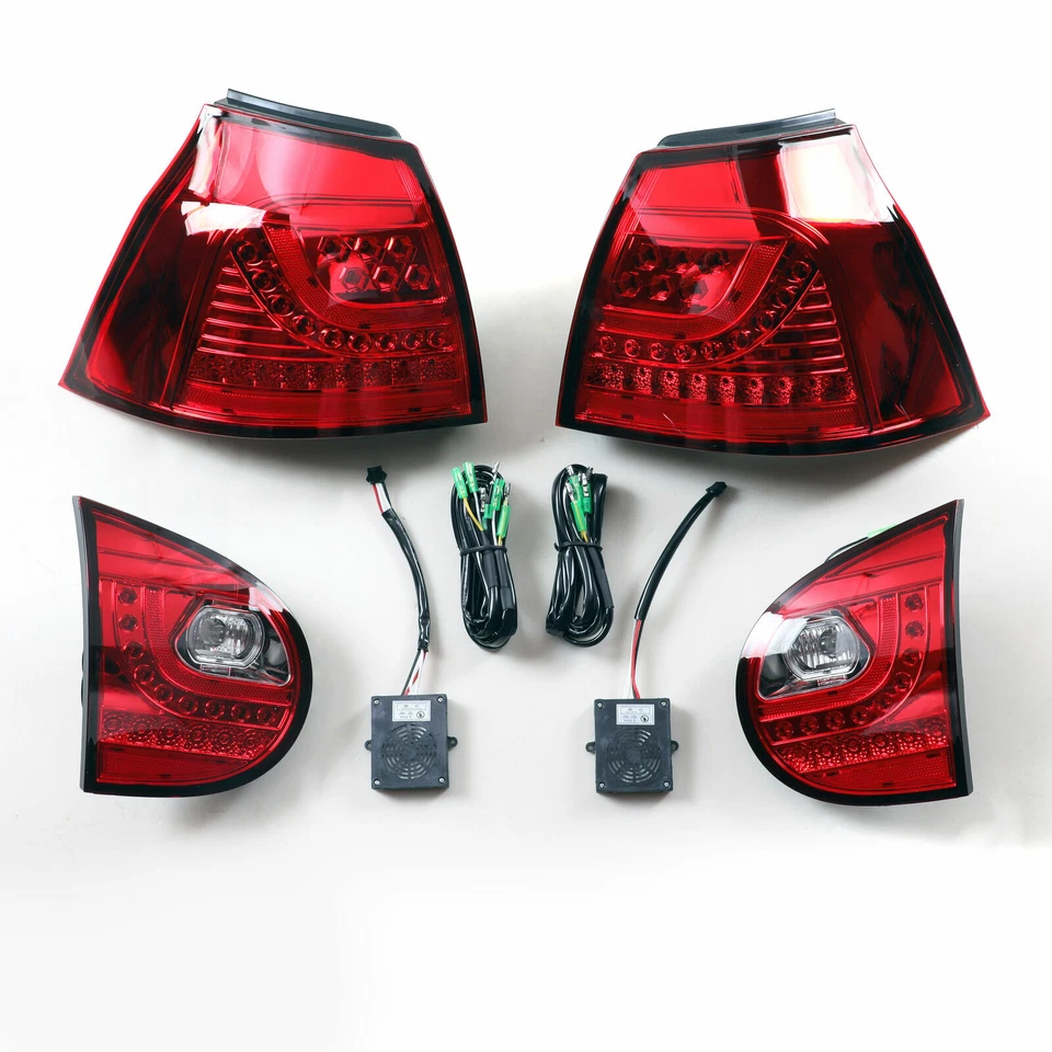 Para 2006-2009 Volkswagen Golf 5 Golf GTI Rabbit lanternas traseiras de LED freio vermelho cromado - Imagem 3 de 4