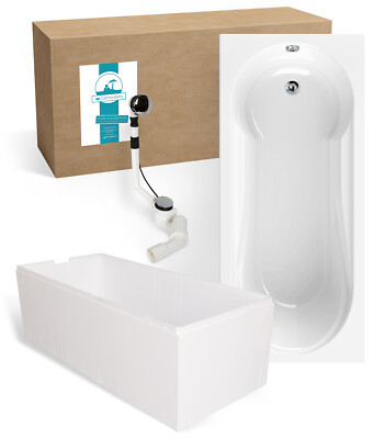 Badewanne Komplettset 180x80 cm Wannenträger Ablaufgarnitur mit Dusche für 2