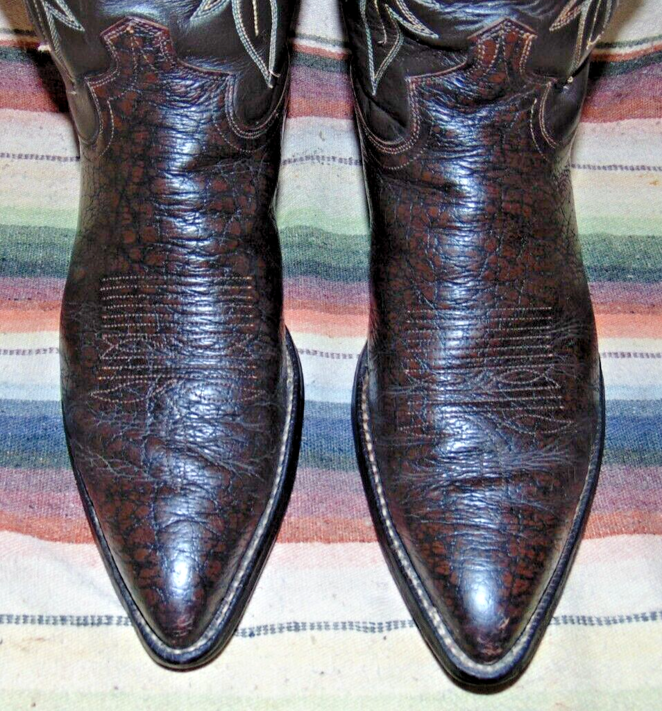 Mens Vintage Justin Brown Water Buffalo Leather Cowboy Boots  display picture 1