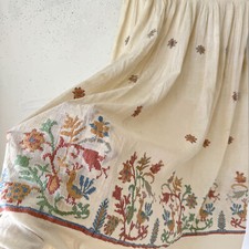 1920 1930's small 24 waist Vintage Greek embroidered skirt cotton gauze Greece