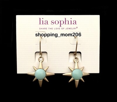 Lia Sophia ''Molten'' Matte Gold Tone Starburst w/Genuine Turquoise Earrings