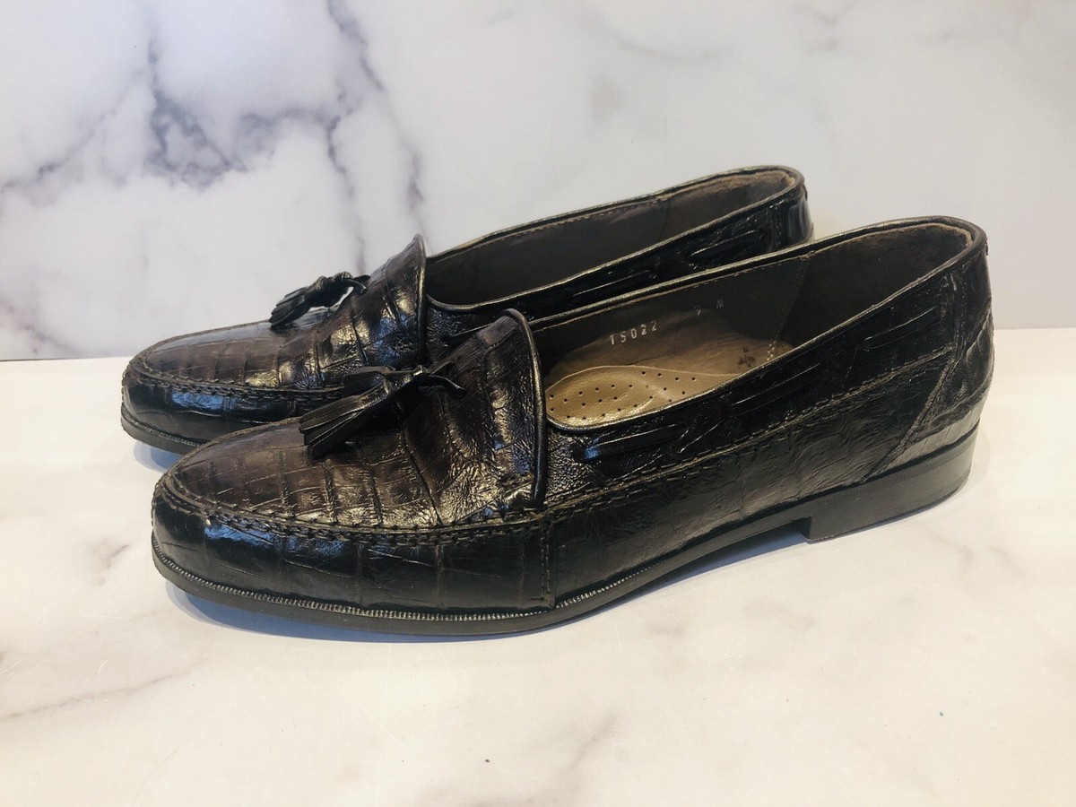 Bruno Magli Crocodile Tassel Loafers Brown Dress Shoes Italy Mens Size 9M Taso Cognac Suede – Bruno Magli main image 2