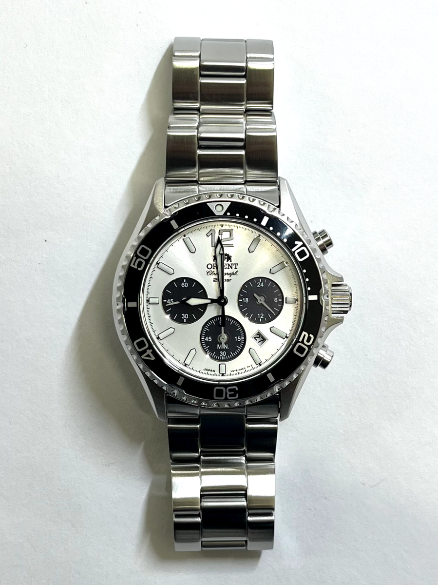 ORIENT Mako RN-TX0203S White Panda Solar Chronograph Men's Watch