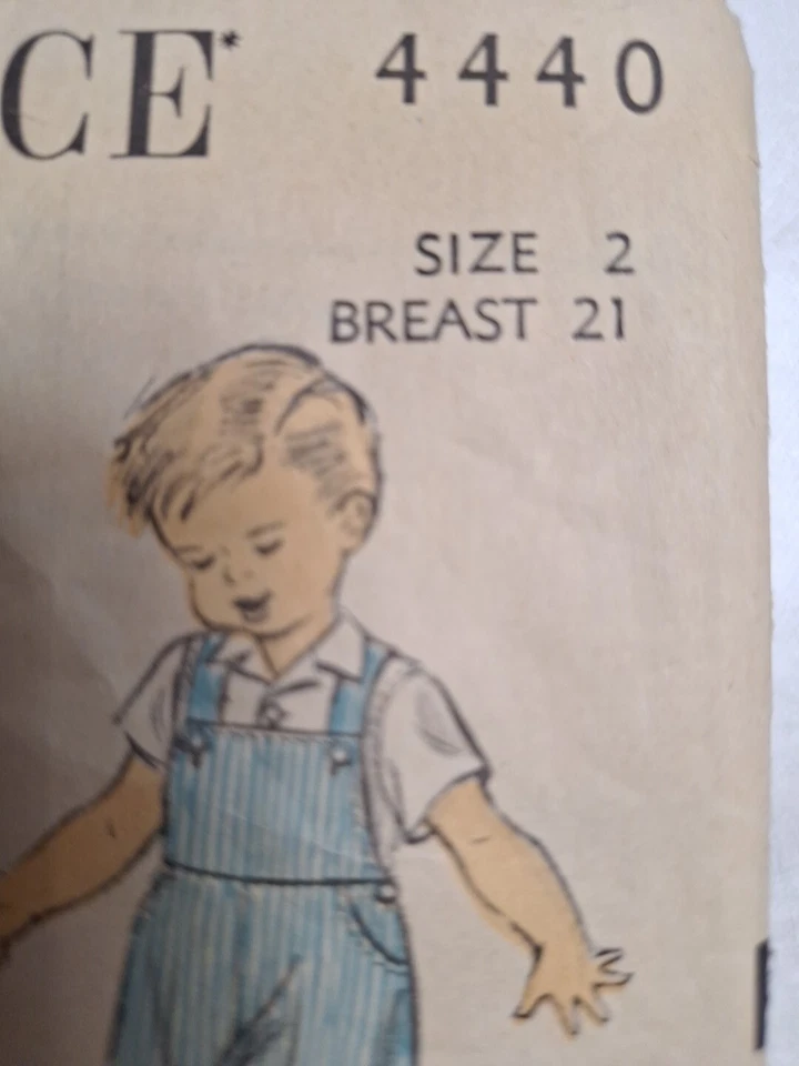 Bib Overalls Jacket Blouse Shorts 2 2T Advance 4440 Sewing Pattern Cut VTG 50s - Image 3 of 4