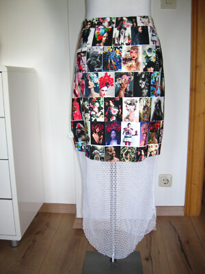 QDesign Lab Damen Designer Rock Bilder Netz Party Gr. XS-S Stretch NEU!NP 99,-  