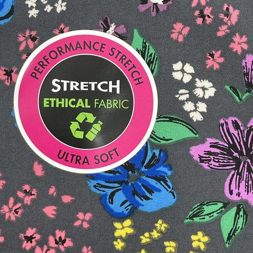 Scrubstar Women's Size Medium Blooming Petals Stretch Scrub Top Black NWT - Picture 7 of 7