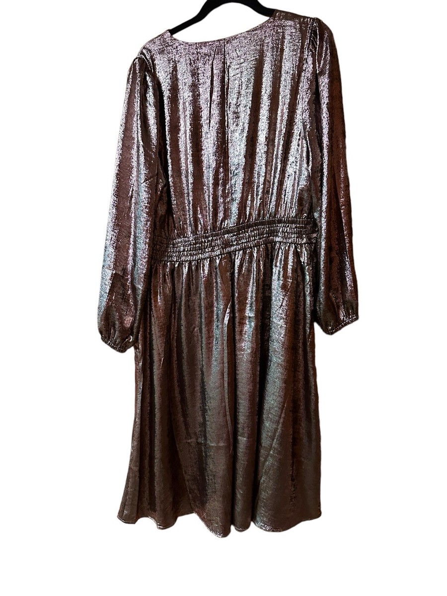 lane bryant rose gold dress Draped Metallic Foil Long Dress In Rose Gold main image 0