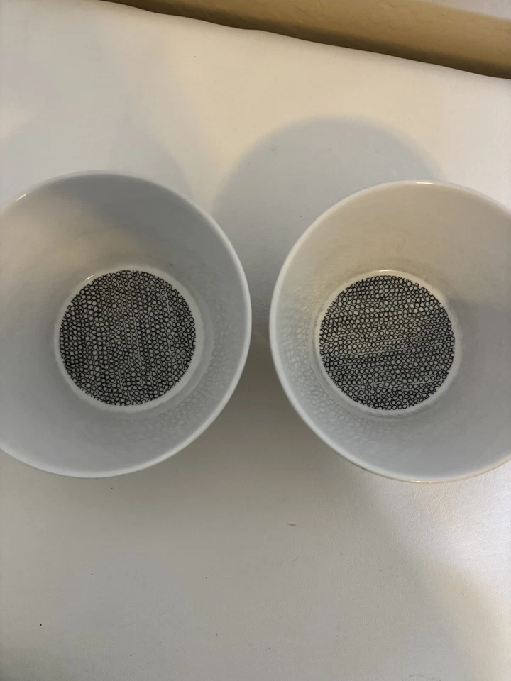 RARO Juego de 2! Tazón de sopa/cereal Leif by Crate & Barrel Julia Rothman blanco negro Foto 2 de 4