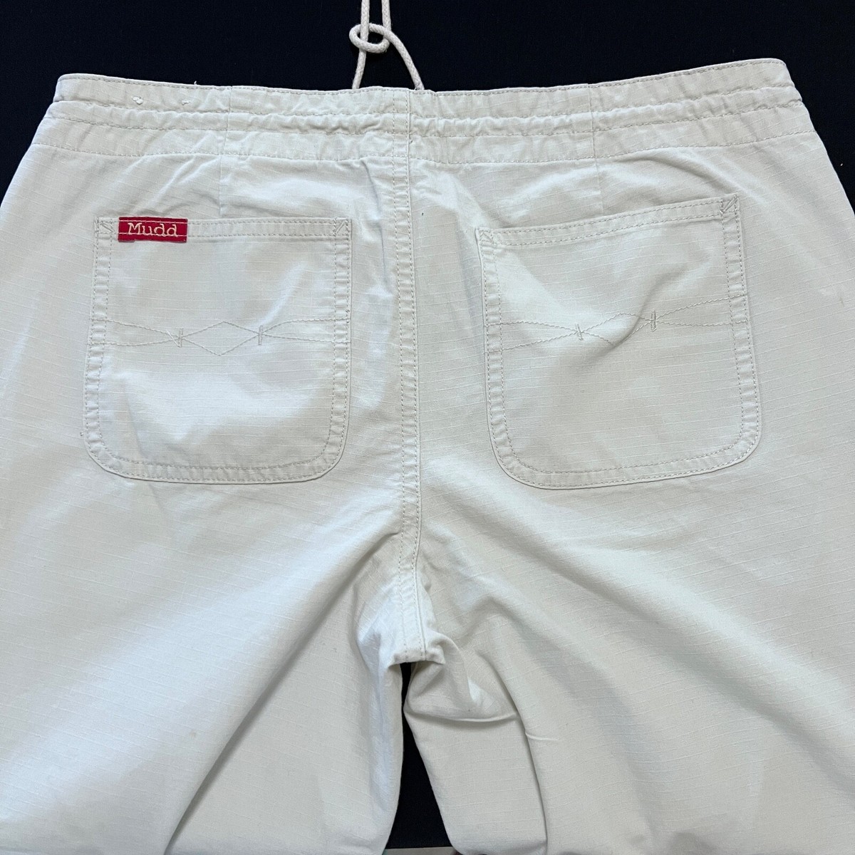 Vintage Y2K Mudd Womens 3 White Cargo 30x24 Capri Pants Zip