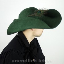 Herrenhut - 6 Farben - mit Feder - Fürsten Karneval Mittelalter Herren Wolle Hut