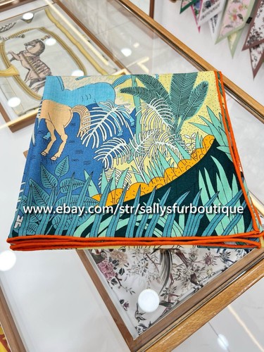 Sallys 70% Cashmere & 30% Silk Stole Animals Print Double Face Scarf Shawl 53" - Picture 24 of 35