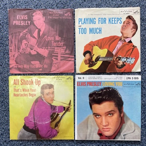 Elvis Presley 7” Vinyl Lot w/ Picture Sleeves Rock & Roll Records