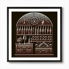 Wine Bar Vector Illustration Art Pr Framed Wall Art Poster Canvas Print ...
