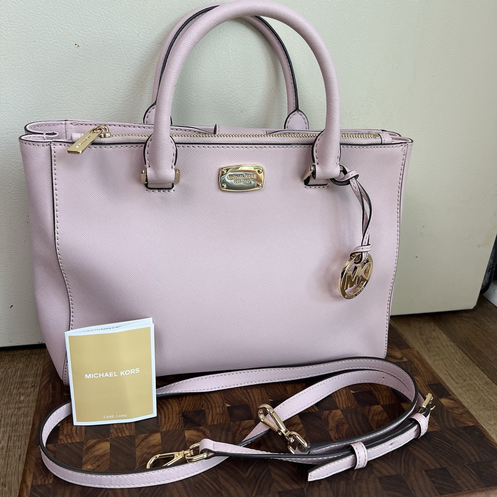 Michael Kors Kellen Medium Satchel Crossbody Bag Blossom Saffiano Leather NEW thumbnail 3