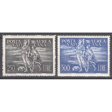 VATICANO PIO XII 1948 POSTA AEREA TOBIA 2 VALORI G.I MNH** CERT.