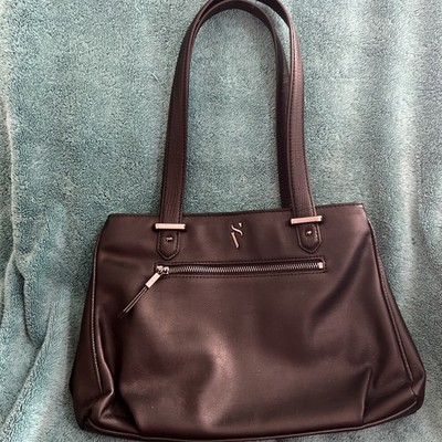 Simply Vera Wang Handbag Soft Satchel Purse Black Faux Leather Medium/Large