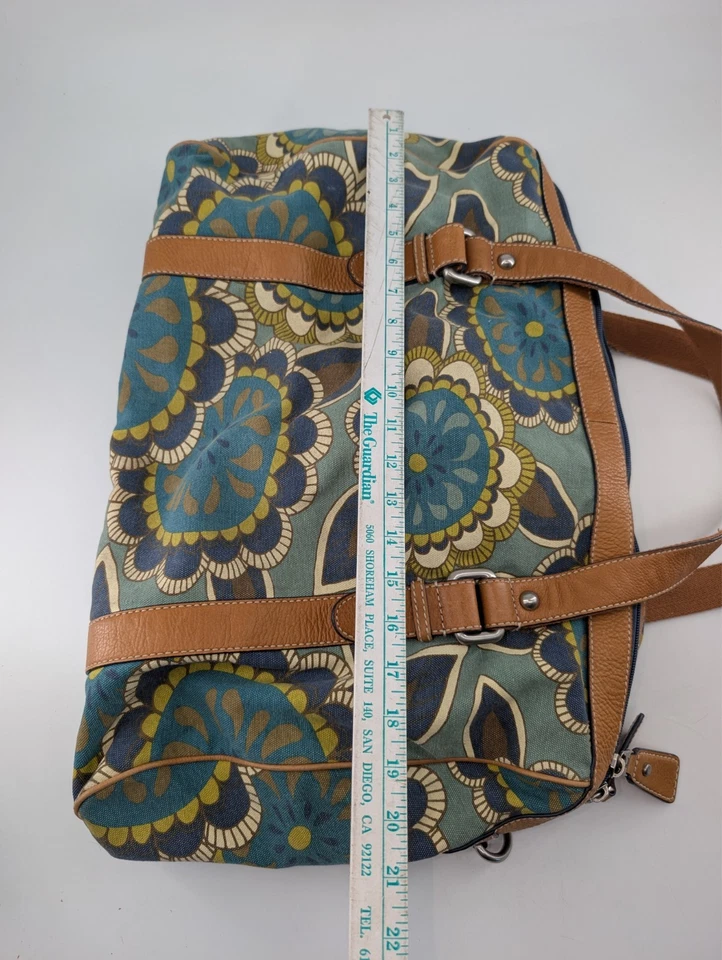 Bolso de viaje vintage Key Per FOSSIL grande floral bolso de viaje de fin de semana azul Foto 3 de 4