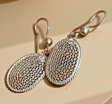 Handgefertigte 925er Oval Ohrringe-Leicht & Elegant Schmuck-Kunsthandwerk-Frauen