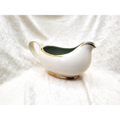 vintage 1950s taylor smith fine china celadon green gold trim gravy boat