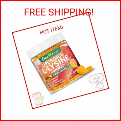 Liposomal L-lysine Gummies 1200mg, Lysine Chewable Supplement with Vitamin C, D3