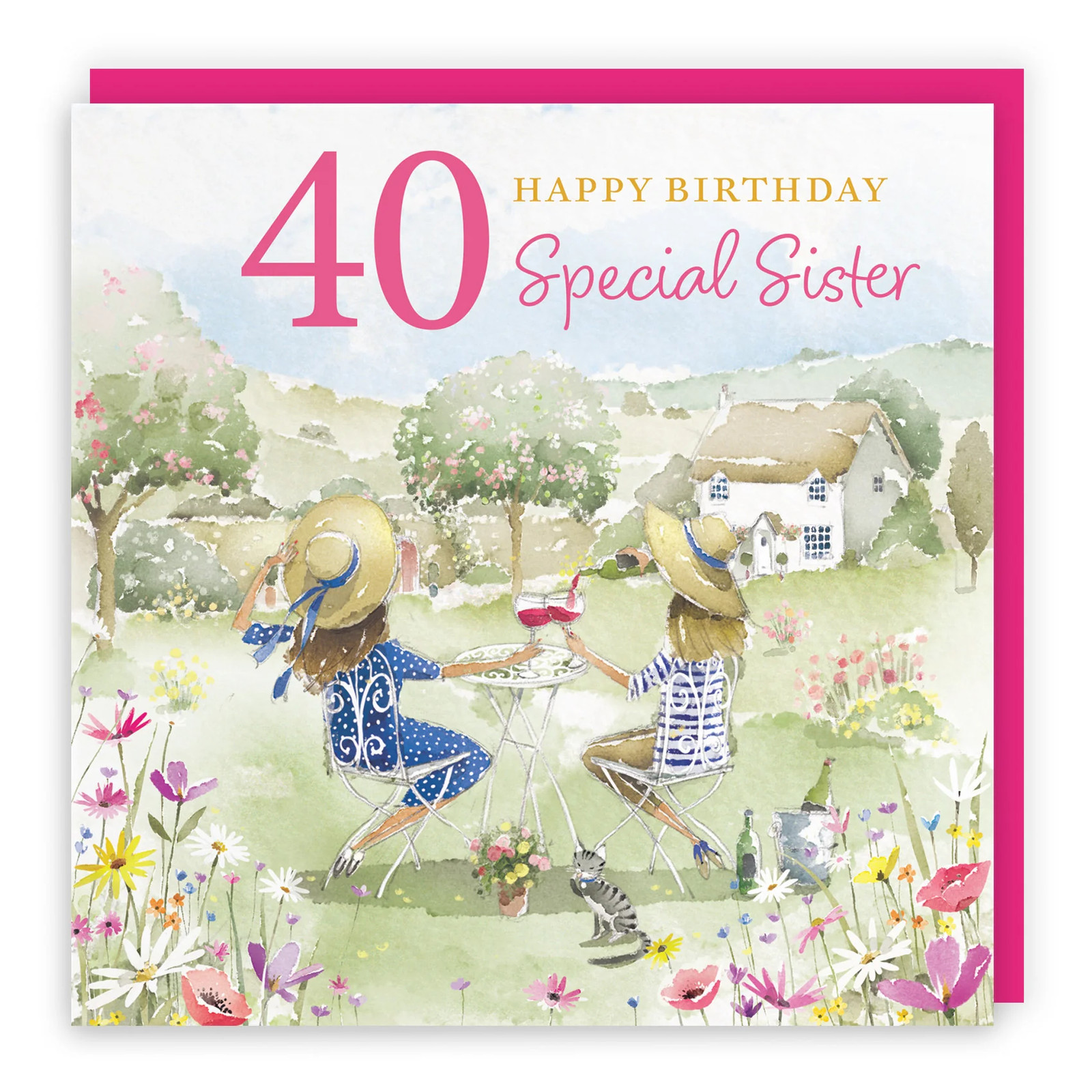 40th Sister Birthday Card Countryside Garden Milo's Gallery