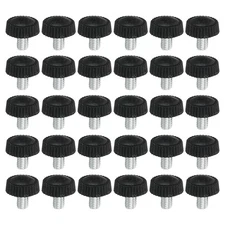 30pcs M5x8mm Knurled Thumb Screw Clamping Screw Knobs Grip Bolt Fasteners Black