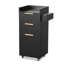 Portable Salon Trolley Cart with Wheels Hair Cart for Hairdressing Styling Black