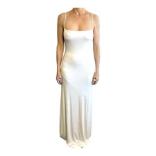 Molly King X Bayse Size M 10 Aus (6 US) White Toledo Strappy Bias Cut Dress NWT