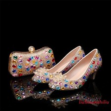Fashion Rhinestone Wedding Shoes for Women Slip on Party Evening Pumps