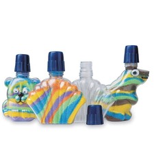 Sand Art Bottles Pack of 24, Assorted Fun Shapes, 1.5  -2  Clear with Navy Caps