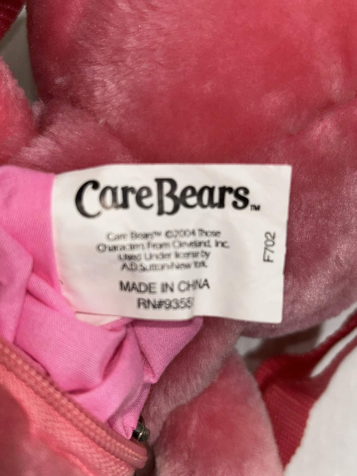 Vintage Care Bears Love A Lot Bear Plush Backpack Pink Hearts Shoulder Bag 2004