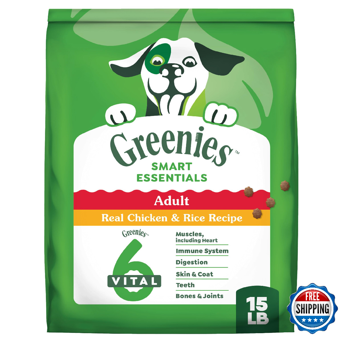 Greenies Smart Essentials Adult Dry Dog Food, Real Chicken & Rice, High Protein