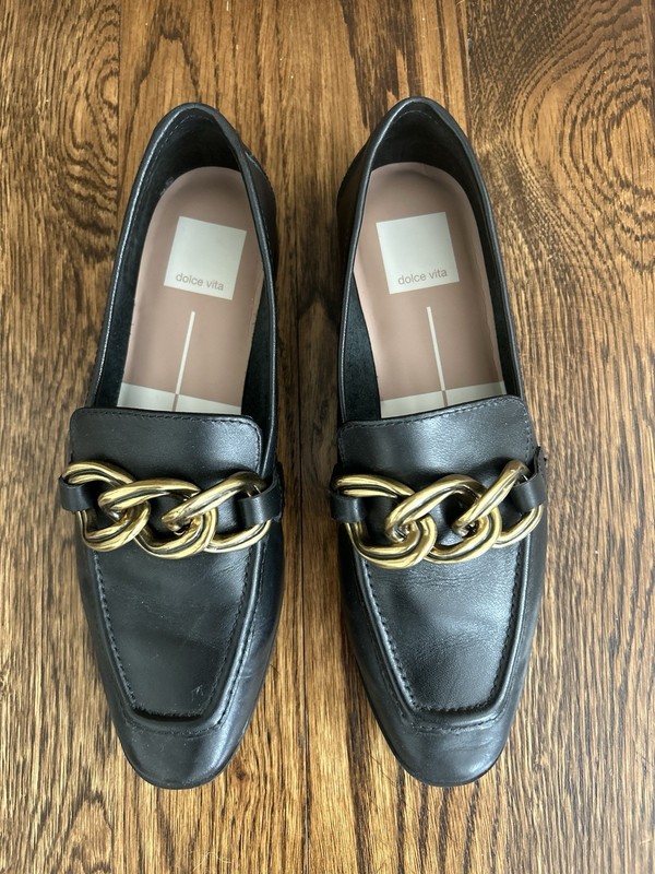 Dolce Vita Crys Loafer W/ Chain Embellishment, Black, Size 7