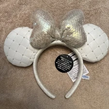 Tokyo Disney Resort Minnie Headband Ears White  Quilted 2024 NWT