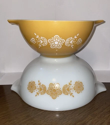 Pyrex Butterfly Gold Cinderella Mixing Bowls, 442 And 443