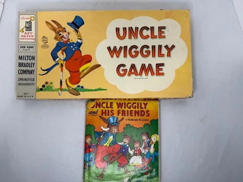 Vintage Uncle Wiggly Board Game + Book Milton Bradley 1954 Complete